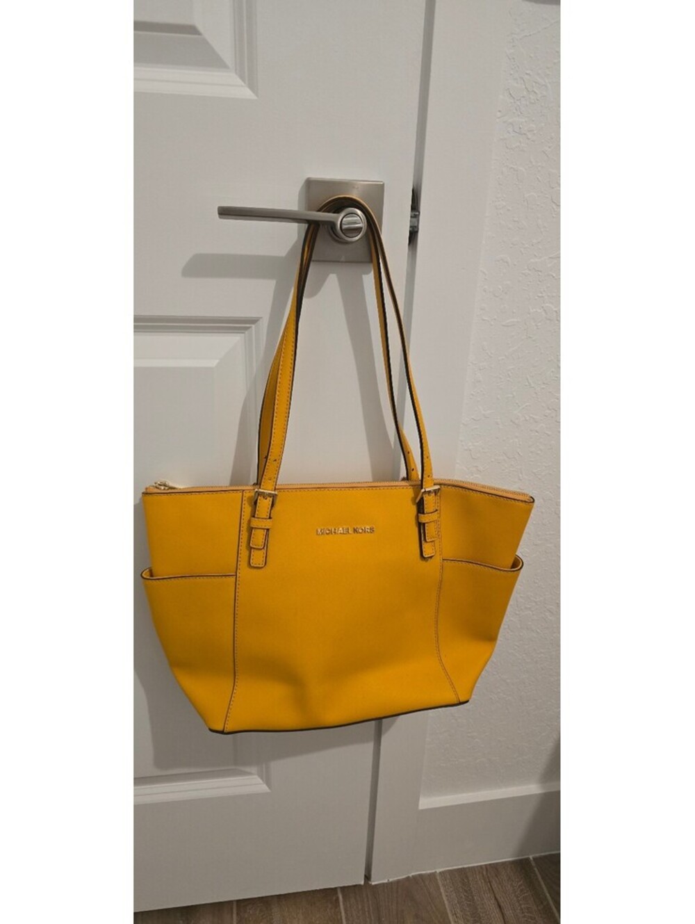 Michael Kors Yellow Leather Tote Shoulder Bag